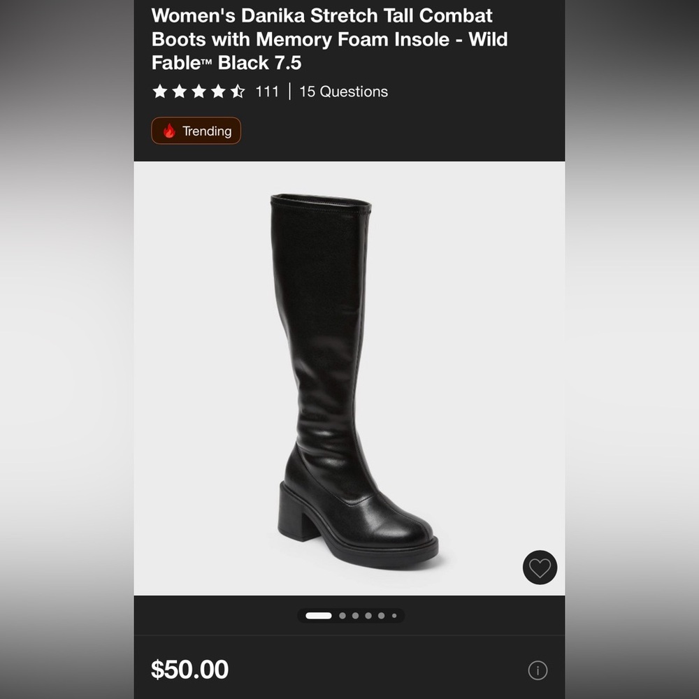 Danika Stretch Tall Combat Boots with Memory Foam Insole